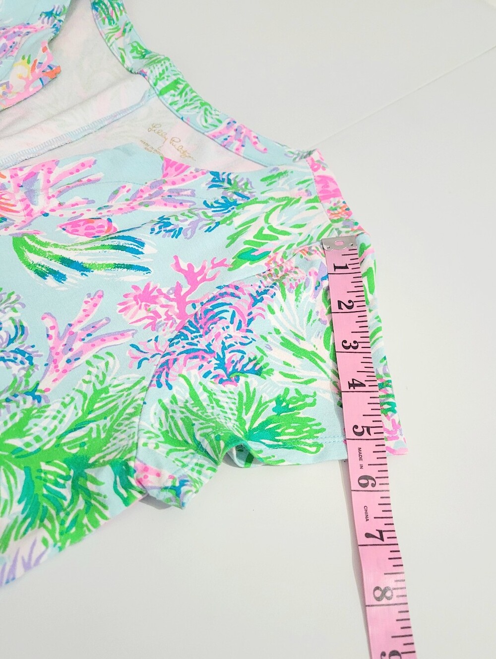 Lilly Pulitzer Women's Shift Dress Size Large Blue Pink Tropical Coral Print - Picture 11 of 11